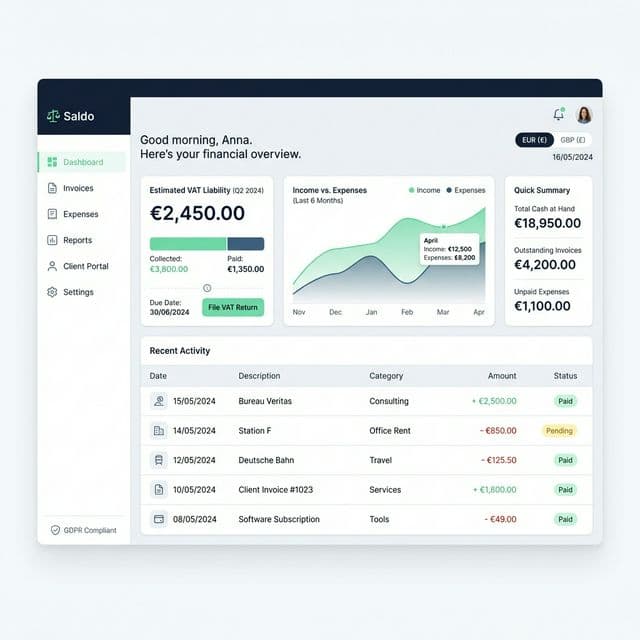 Saldo European Dashboard Interface